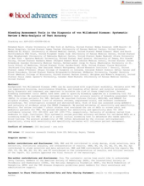 Pdf Bleeding Assessment Tools In The Diagnosis Of Von Willebrand Disease Systematic Review