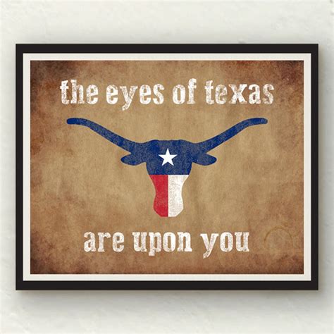 Eyes of Texas Longhorn With Texas Flag Red White Blue Rustic - Etsy