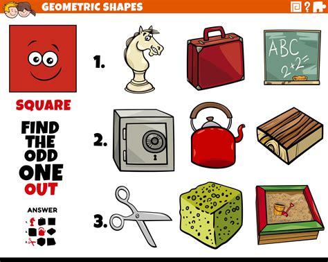 square shape educational odd one out task for kids 2492263 Vector Art ...