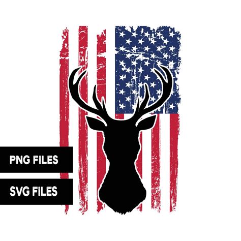 American Flag Deer Head PNG SVG Cut Files Patriotic Clipart Buck