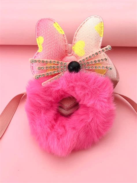 Gumka różowa neonowa futrzana z kotkiem - Coralove