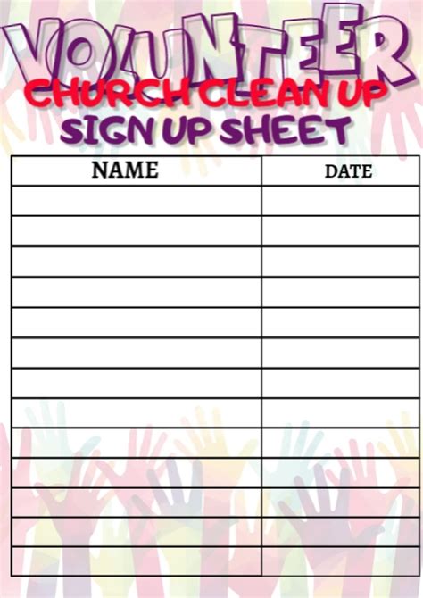 Volunteers Sign Up Sheet Template Postermywall