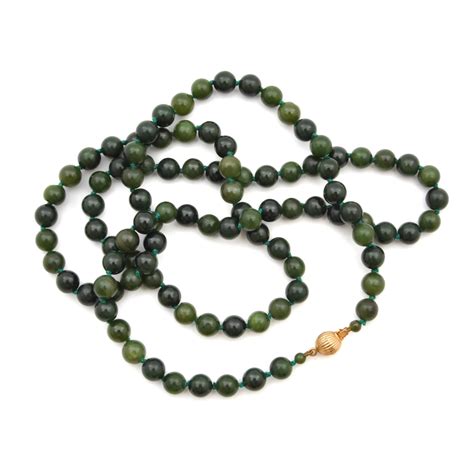 Single Strand 14k Gold Jade Beaded Necklace For Sale At 1stdibs