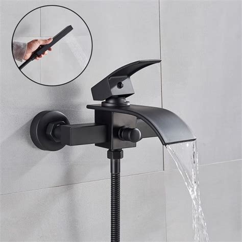 Brushed Nickel Wall Mounted Waterfall Bathtub Faucet With Hand Shower Decoratormall