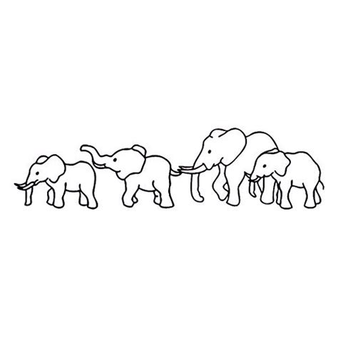 Elephant Family Outline Tattoo