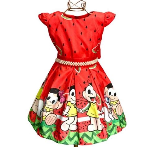 Vestido Infantil para festa aniversário tema Temático desenho Magali