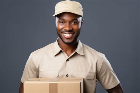 Premium AI Image African American Man Package Delivery Concept