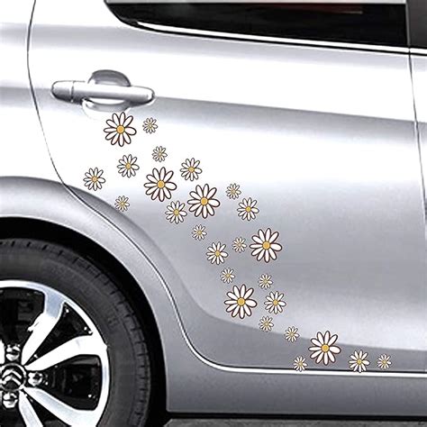 Kit De Autocollants Pour Voiture Motif Fleurs Marguerites En