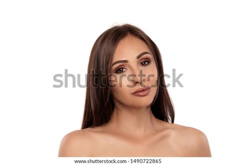 Close Portrait Brunette Nude Model Girl Stock Photo Shutterstock