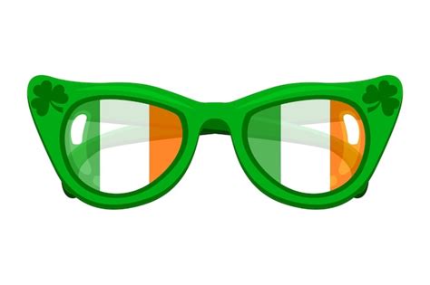 Gafas De Sol Verdes Aisladas Con Bandera Irlandesa Y Tr Bol Verde De La