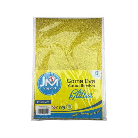 GOMA EVA 20X30CMX02MM 06 UNID GLITTER ADHESIVA JM