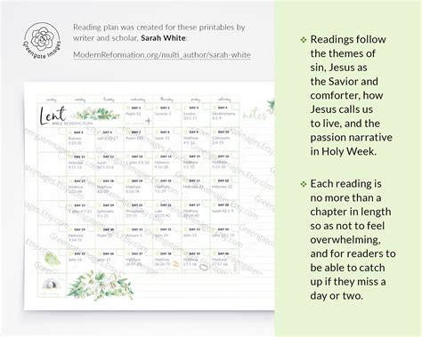 Lent Bible Reading Plan Bookmarks And Calendar Printable Etsy Australia