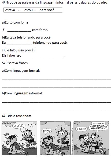 ATIVIDADE LINGUAGEM FORMAL E INFORMAL Espaço Educar Infantil