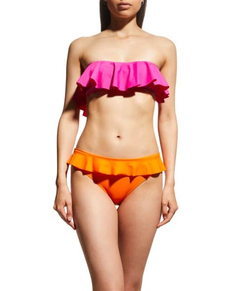 Milly Cabana Solid Michelle Ruffle Bikini Bottoms Neiman Marcus