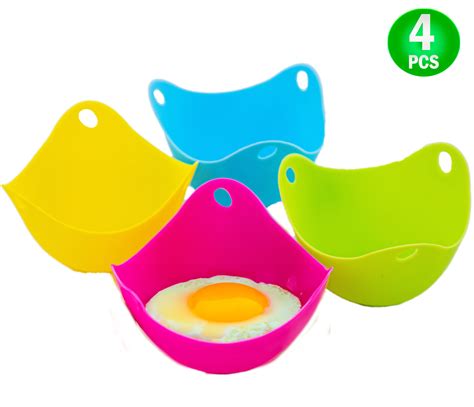 Ultimate Egg Poacher Set 4pc Silicone Cup Cookware Microwave