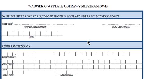 Nowe Wzory Wniosku O Wyp At Odprawy Mieszkaniowej Dla O Nierzy Lex