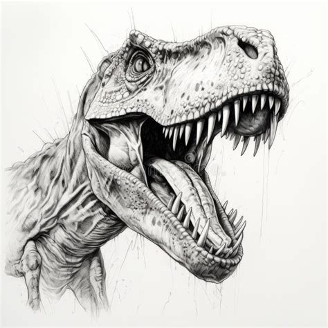 Tyrannosaurus Rex T Rex Dinosaur Pencil Drawing Style Stock