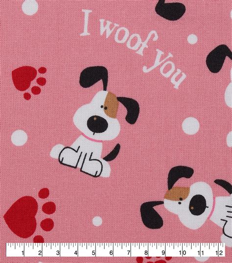 Valentines Day Cotton Fabric I Woof You On Pink Joann