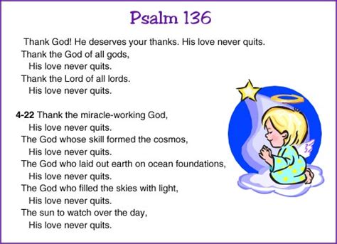 Psalm 136 from The Message (God's Constant Love)- Kids Korner - BibleWise