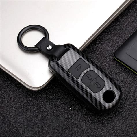 New Abs Silicon Carbon Fiber Car Smart 3 Button Key Case For Mazda 2 3