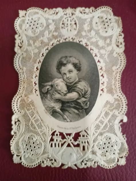 ANCIEN CANIVET DENTELLE Image Pieuse 3 Jesus Marie Joseph Coeur EUR 8