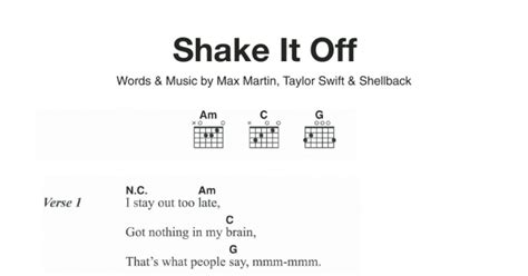 Shake It Off (Guitar Chords/Lyrics) - Print Sheet Music Now