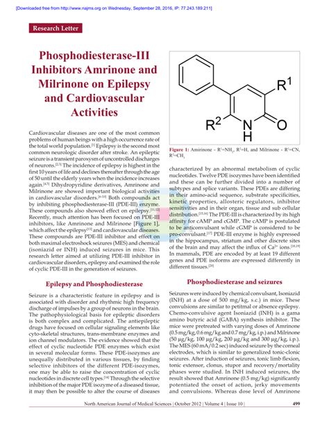 Pdf Phosphodiesterase Iii Inhibitors Amrinone And Milrinone On