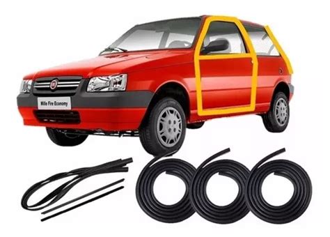 Kit Borracha Mala Portas Canaleta Fiat Uno Premio Elba 2 Pts