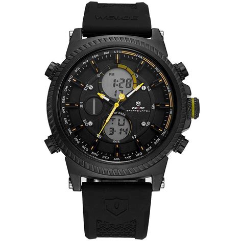 Rel Gio Masculino Weide Anadigi Wh B Preto E Amarelo Submarino