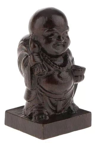 Escultura De Madera De La Estatua De Buda Happy Monk Cuotas Sin Inter S