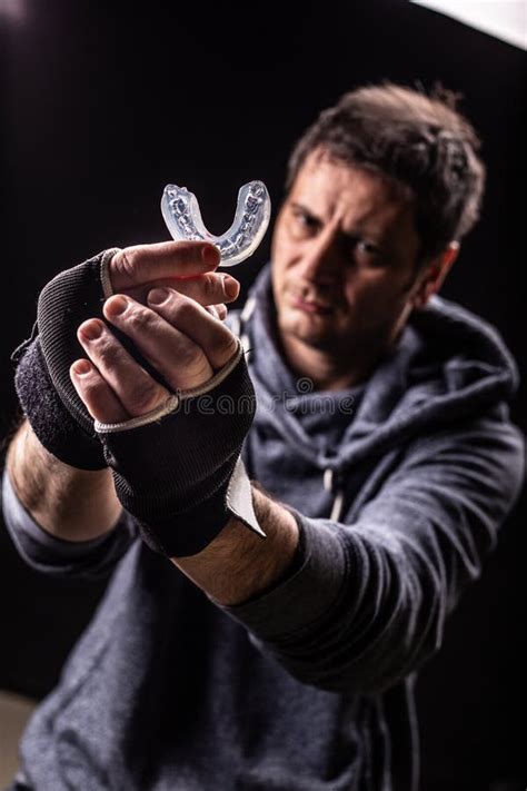 Boxer Teeth Protection. Mouthguard Stock Photo - Image of aggression ...