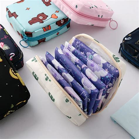 Women Portable Sanitary Pads Storage Bag Tampon Pouch Napkin Cosmetic ...