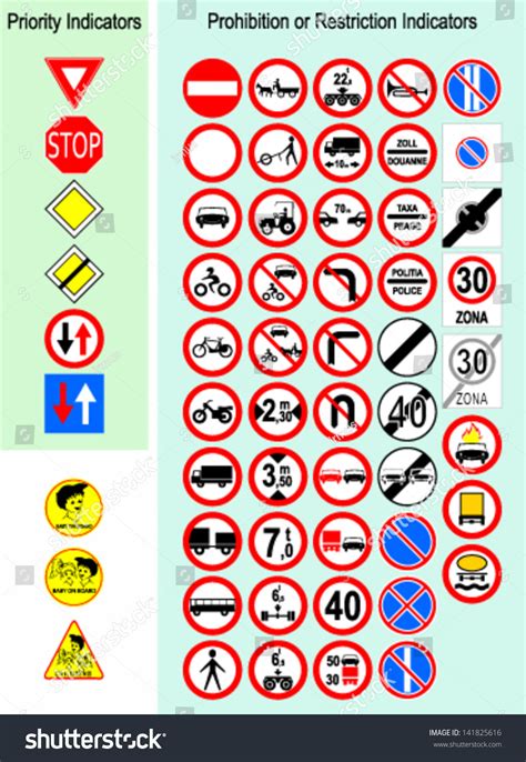 Vector Illustration European Traffic Signs Stock Vector (Royalty Free ...