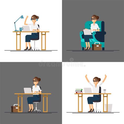 Business Woman Using Computer Stock Vector Illustration Of Flat Girl 93099039