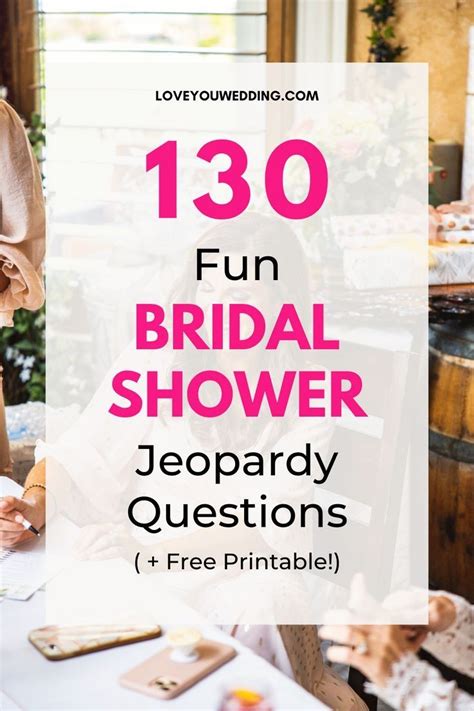 Bridal Shower Jeopardy Questions Free Printable Bridal Shower