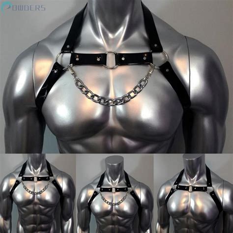 READY STOCK PU Leather Sexy Chest Body Harness Straps Lingerie Bondage Clubwear Costume Men
