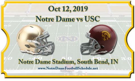 Notre Dame Fighting Irish vs USC Trojans Football Tickets 10/12/19 ...