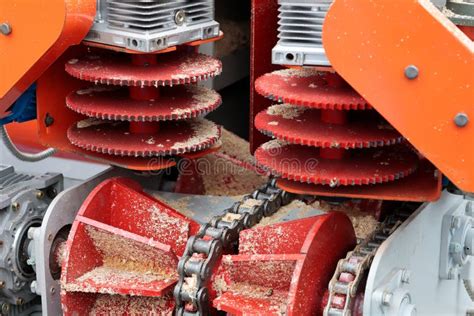 Log Feed Conveyor For Saw Machine At Sawmill Stock Image Image Of