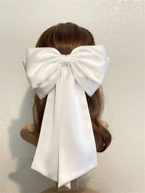 Satin Giant Hair Bow , Oversized Women Hair Bows, White Hair Bow Bridal Bow Wedding Bow, Hair ...