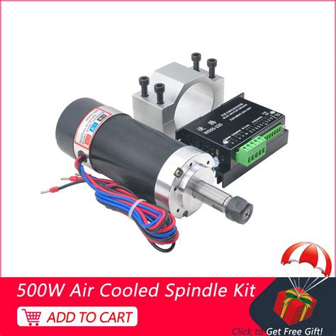 500W Brushless Spindle Motor Air Cooled Spindle ER11 55MM Bracket DC