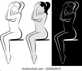 Nude Woman Sitting Vector Illustration Stock Vector Royalty Free 113676031