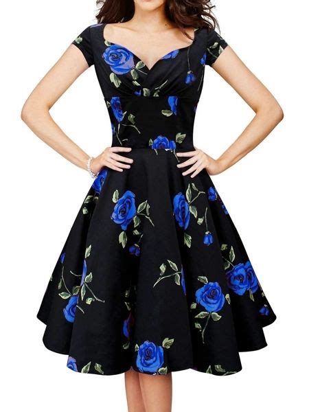 Floral Printed Vintage Charming Sweetheart Skater Dress From Rockabilly Dress