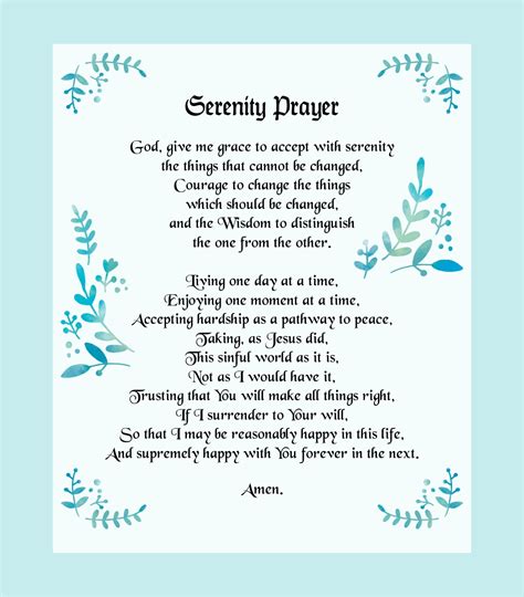 The Serenity Prayer Version Free Pdf Printables Printablee