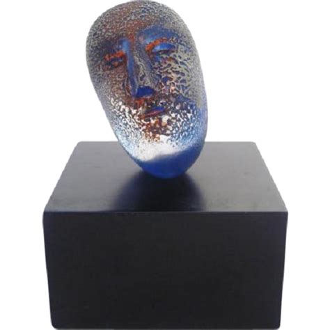 Kosta Boda Bertil Vallien Art Glass Blue Head Sculpture | Modernism