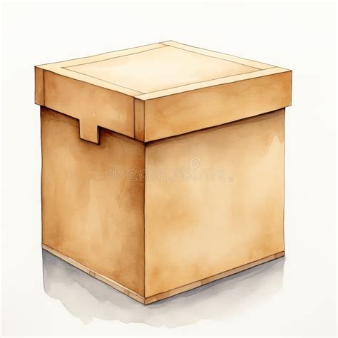 Watercolor Drawing of a Box on a Plain White Background Stock Illustration - Illustration of ...