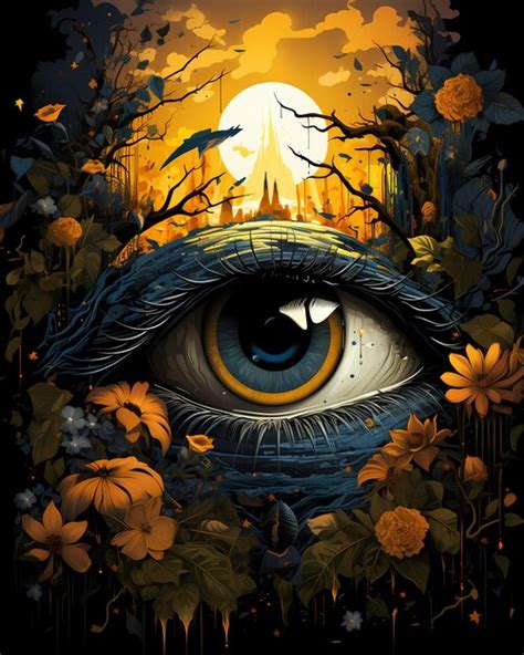 Premium AI Image | Floral eye tshirt design dark art illustration