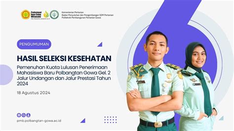 Pengumuman Hasil Tes Kesehatan Pemenuhan Kuota Lulusan Jalur Undangan