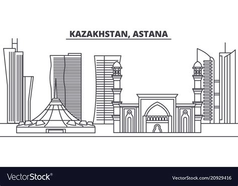 Kazakhstan astana line skyline Royalty Free Vector Image