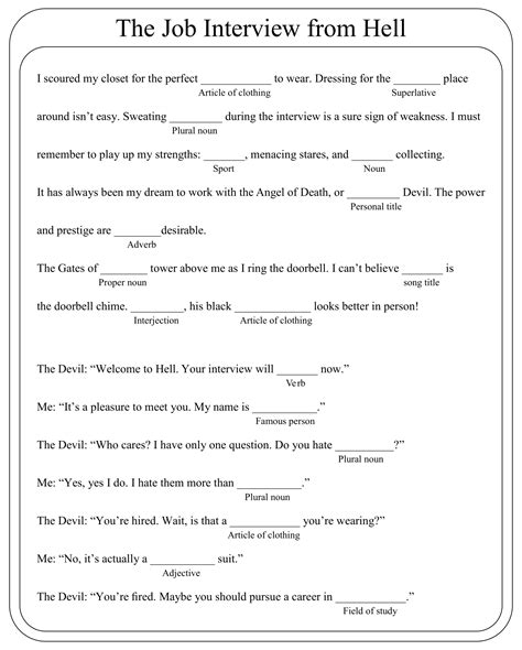 Printable Mad Libs For Office