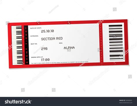 Red Concert Event Ticket Set Number Stock Vector 56908501 - Shutterstock